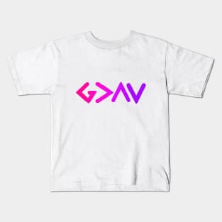 God is Greater Pink Ombre Kids T-Shirt